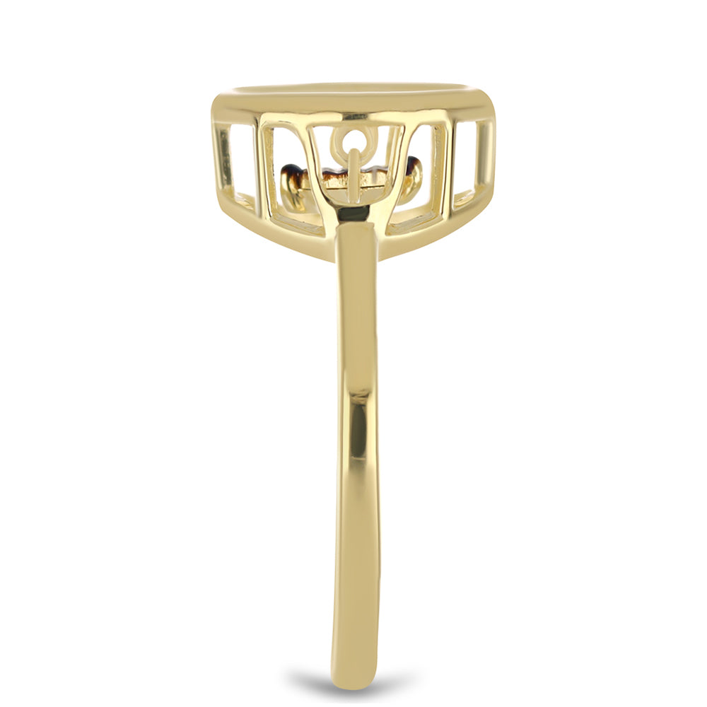 Anillo de Plata Bañada en Oro con Diamante azul danzante