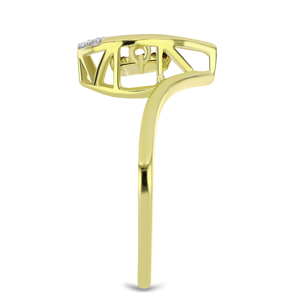 Anillo de Plata Bañada en Oro con Diamante azul danzante y Topacio Blanco 4 