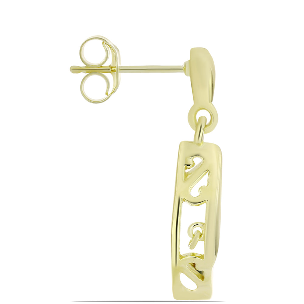 Pendientes de Plata Bañada en Oro con Diamante azul danzante 2 