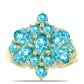 Anillo de Plata Bañada en Oro con Cuarzo Paraiba y Topacio Blanco