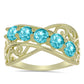 Anillo de Plata Bañada en Oro con Cuarzo Paraiba