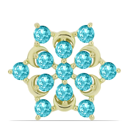 Broche de Plata Bañada en Oro con Cuarzo Paraiba