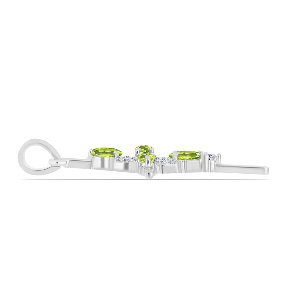 Cruz Colgante de Plata con Peridoto de Changbai y Topacio Blanco 2 