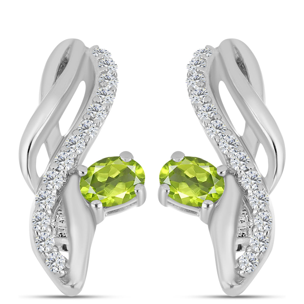 Pendientes de Plata con Peridoto de Changbai y Topacio Blanco