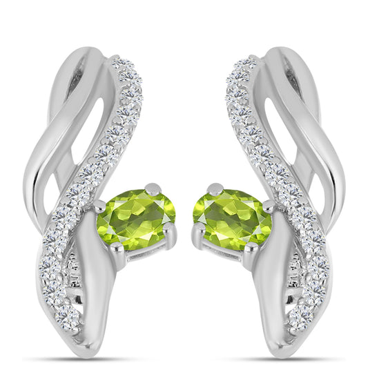 Pendientes de Plata con Peridoto de Changbai y Topacio Blanco