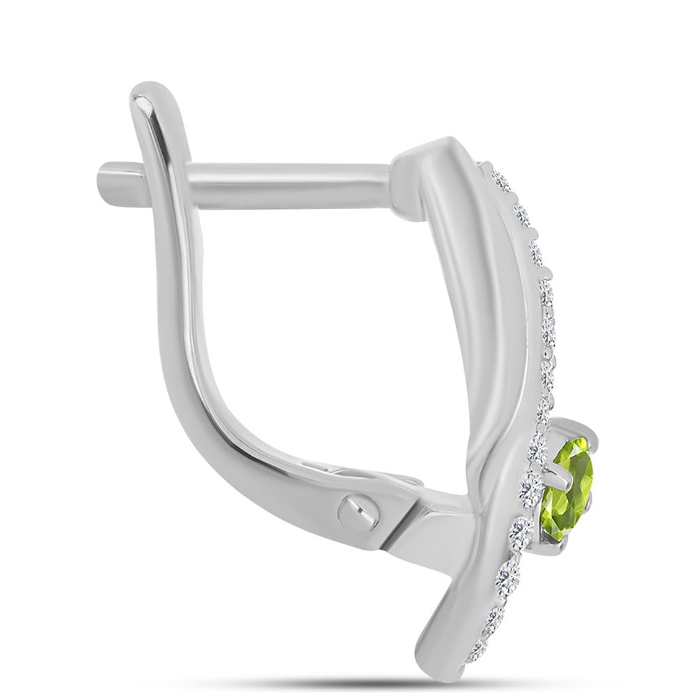 Pendientes de Plata con Peridoto de Changbai y Topacio Blanco 2 