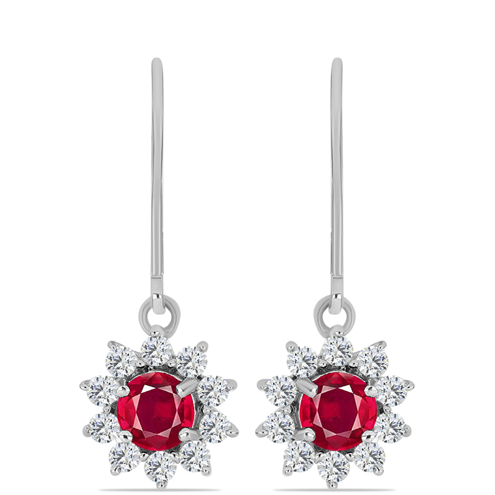 Pendientes de Plata con Rubí de Madagascar y Topacio Blanco 1 