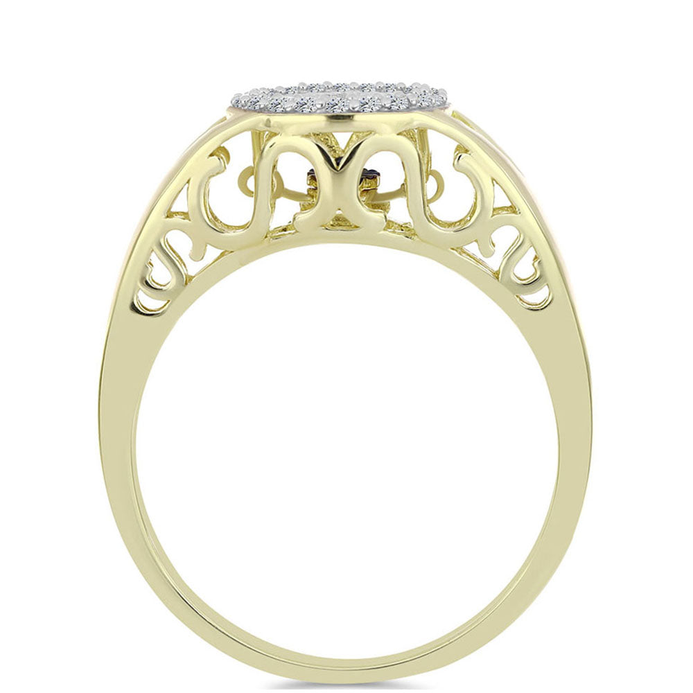 Anillo de Plata Bañada en Oro con Diamante azul danzante y Topacio Blanco 2 