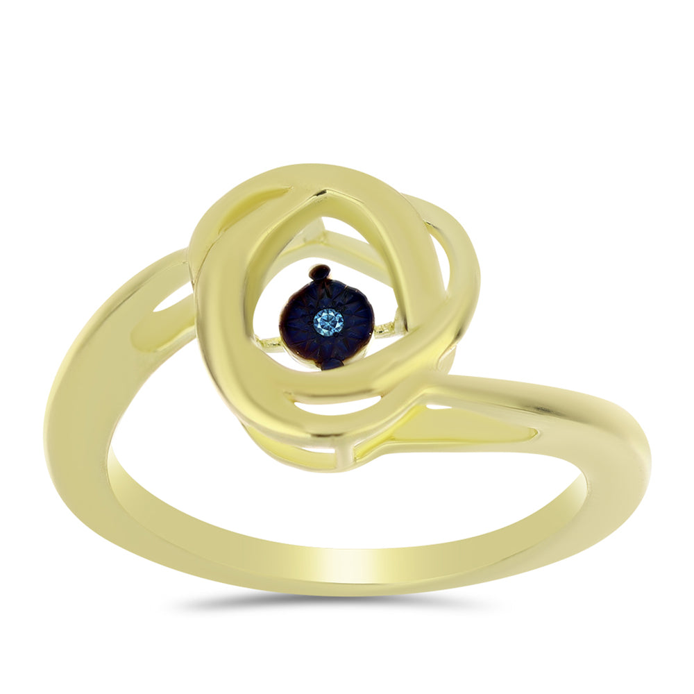 Anillo de Plata Bañada en Oro con Diamante azul danzante 3 