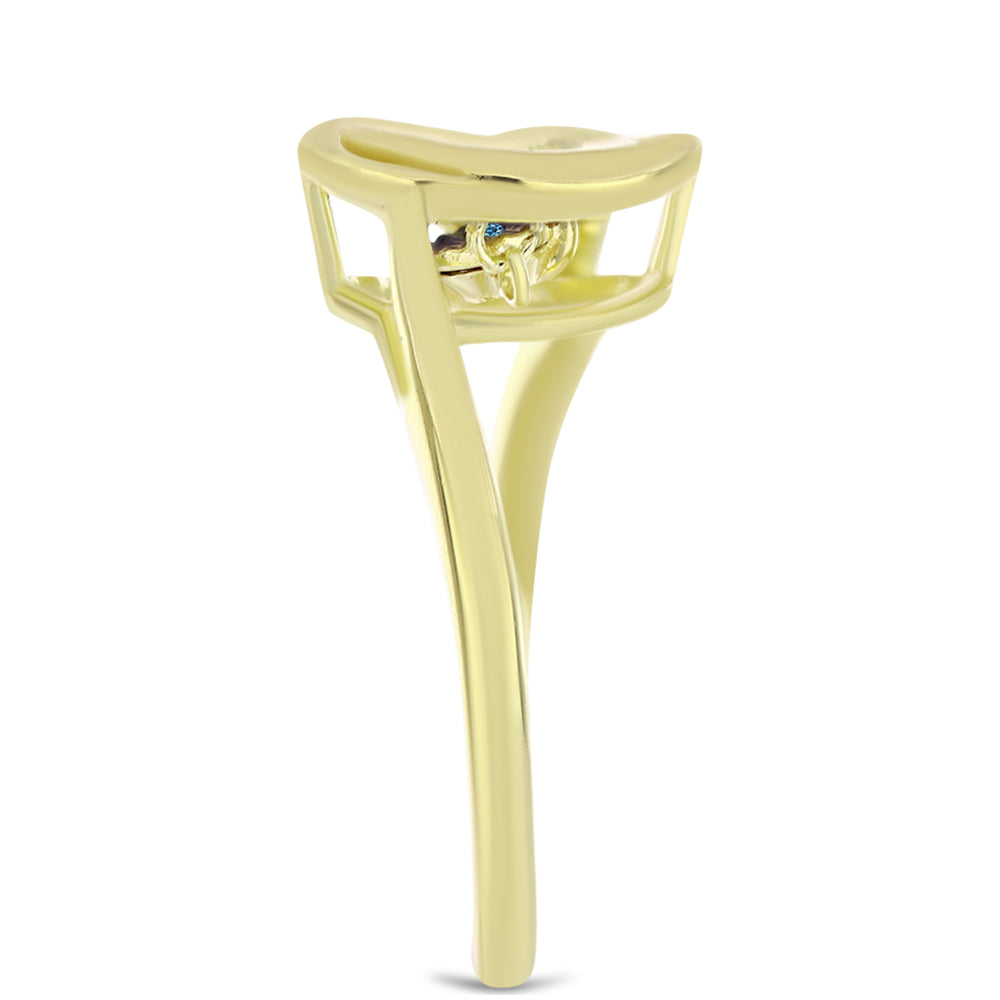 Anillo de Plata Bañada en Oro con Diamante azul danzante 4 