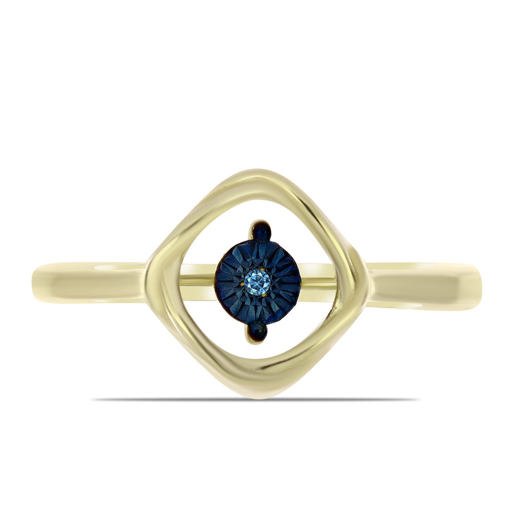 Anillo de Plata Bañada en Oro con Diamante azul danzante 1 