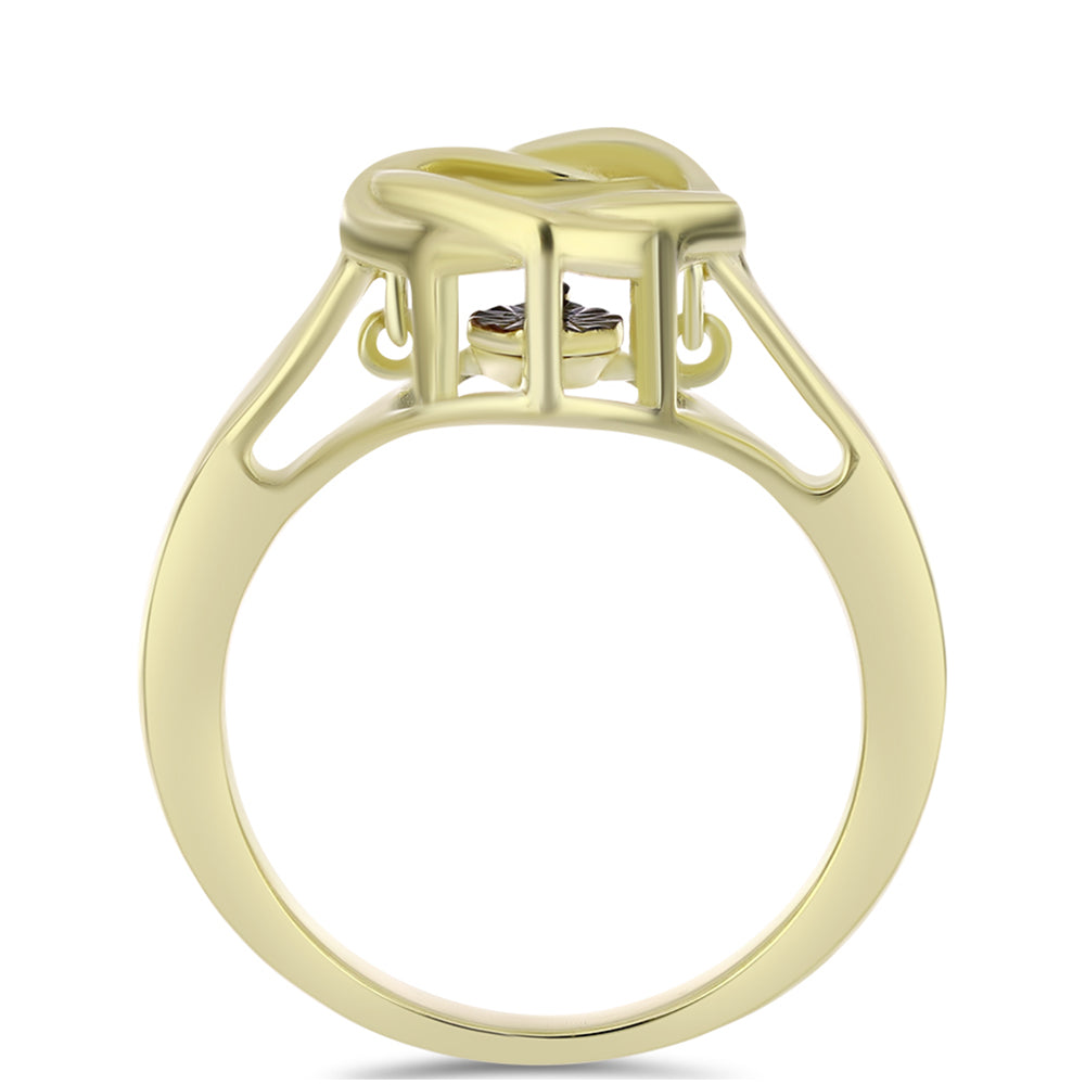 Anillo de Plata Bañada en Oro con Diamante azul danzante