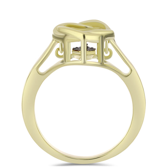 Anillo de Plata Bañada en Oro con Diamante azul danzante