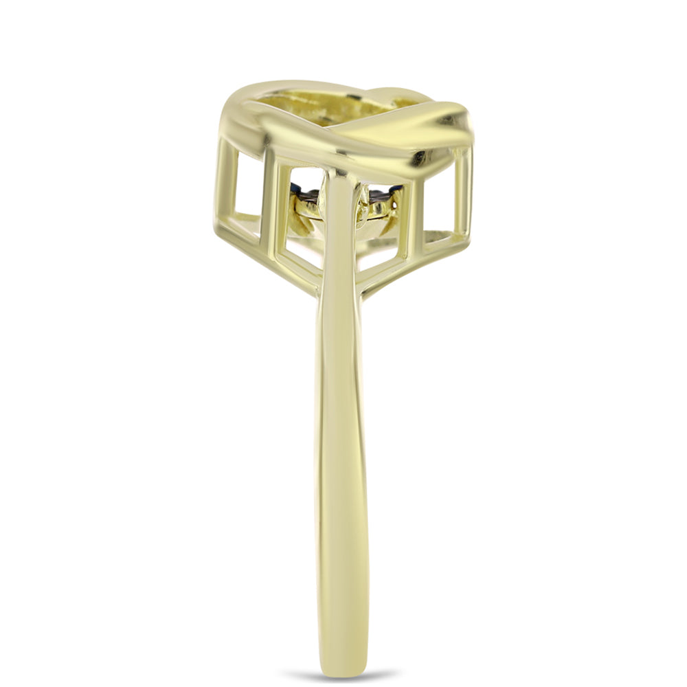 Anillo de Plata Bañada en Oro con Diamante azul danzante 4 