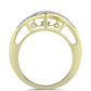 Anillo de Plata Bañada en Oro con Diamante azul danzante y Topacio Blanco