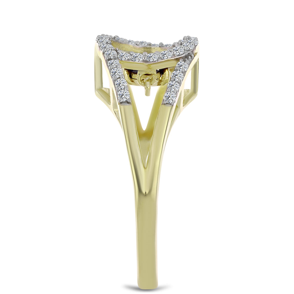 Anillo de Plata Bañada en Oro con Diamante azul danzante y Topacio Blanco 4 