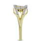 Anillo de Plata Bañada en Oro con Diamante azul danzante y Topacio Blanco
