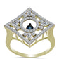 Anillo de Plata Bañada en Oro con Diamante azul danzante y Topacio Blanco