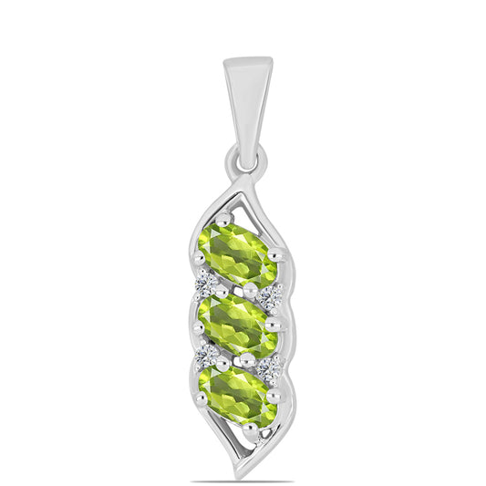 Colgante de Plata con Peridoto de Changbai y Topacio Blanco