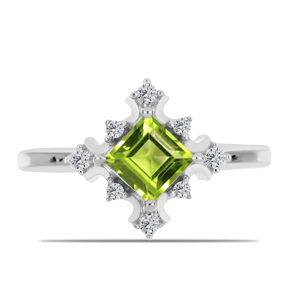 Anillo de Plata con Peridoto de Changbai y Topacio Blanco 1 