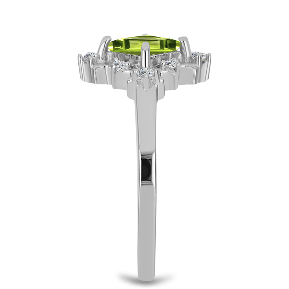 Anillo de Plata con Peridoto de Changbai y Topacio Blanco 4 