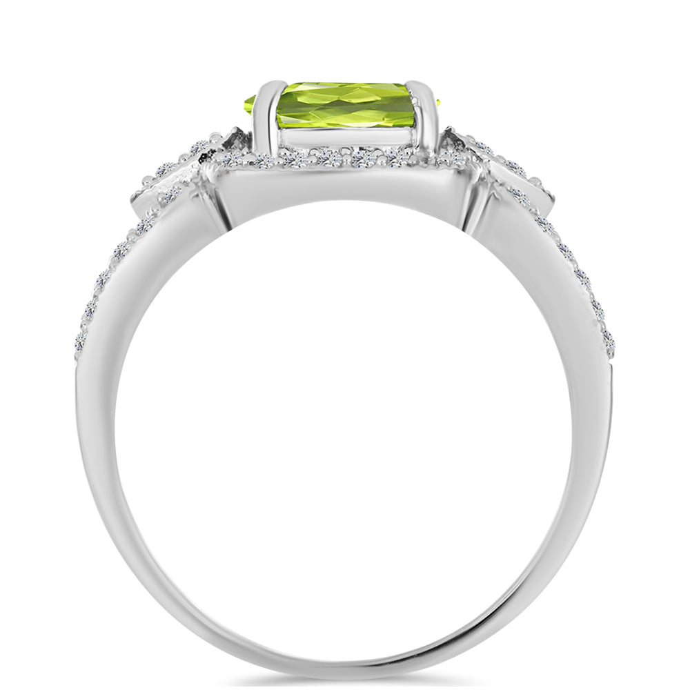 Anillo de Plata con Peridoto de Changbai y Topacio Blanco 2 