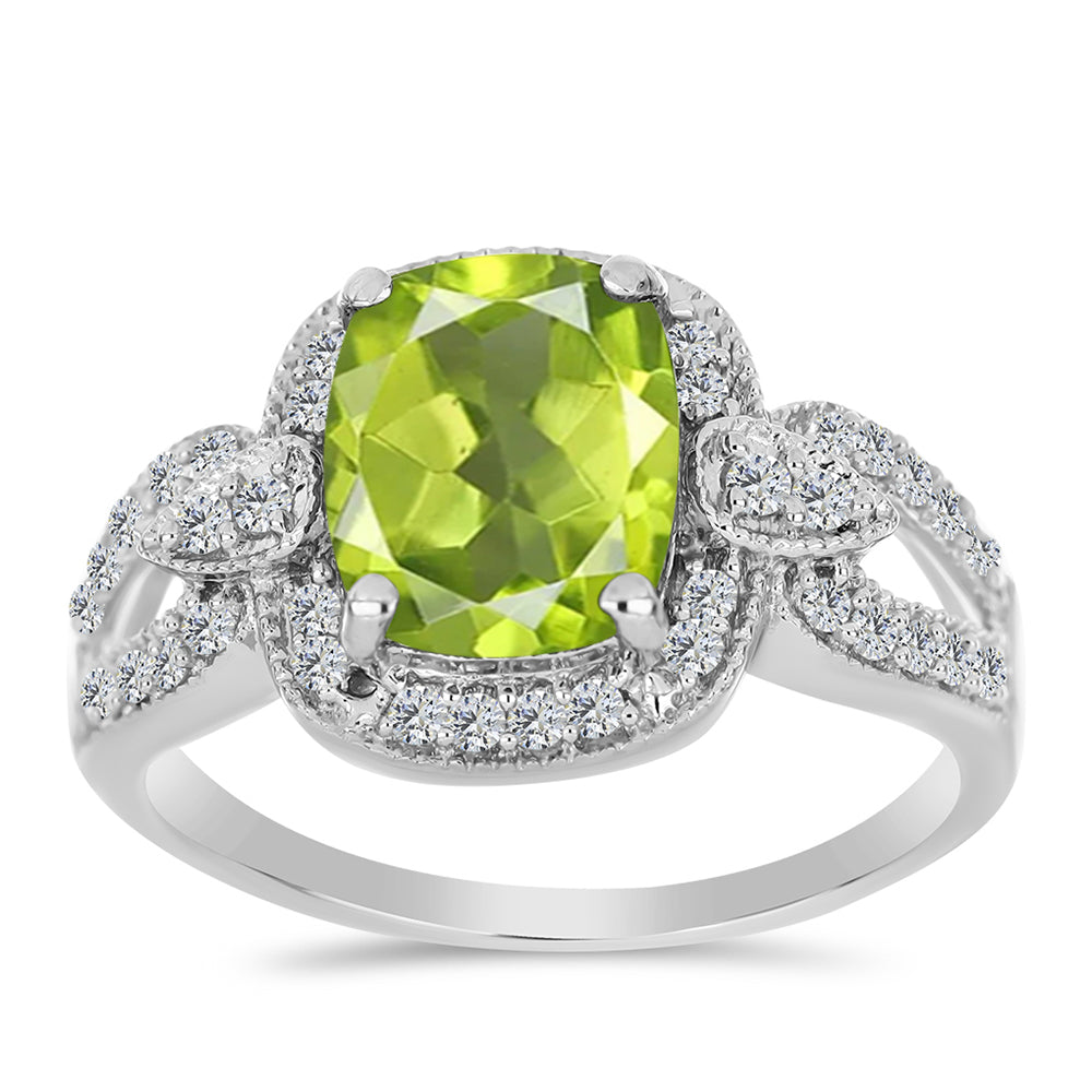 Anillo de Plata con Peridoto de Changbai y Topacio Blanco 3 