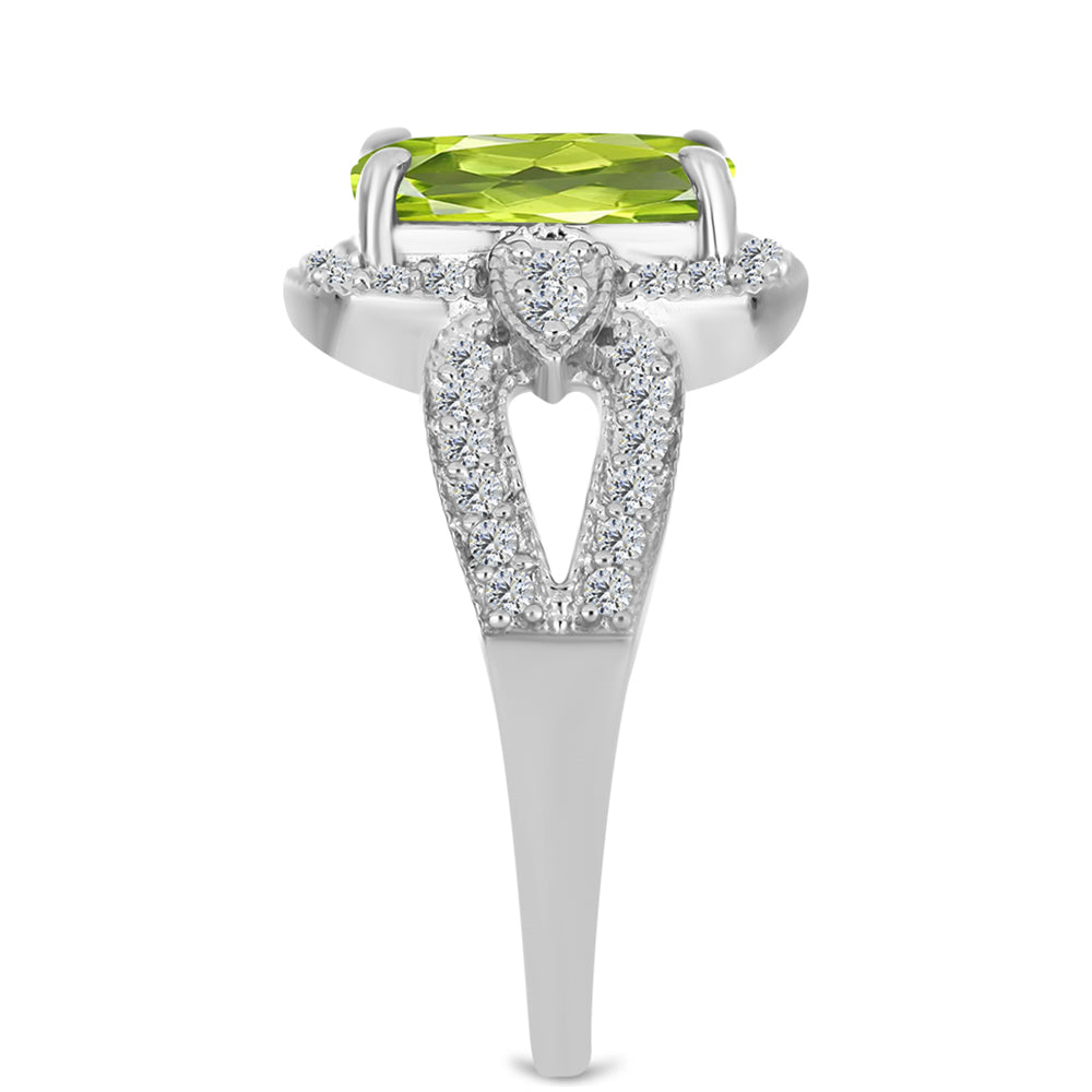 Anillo de Plata con Peridoto de Changbai y Topacio Blanco 4 