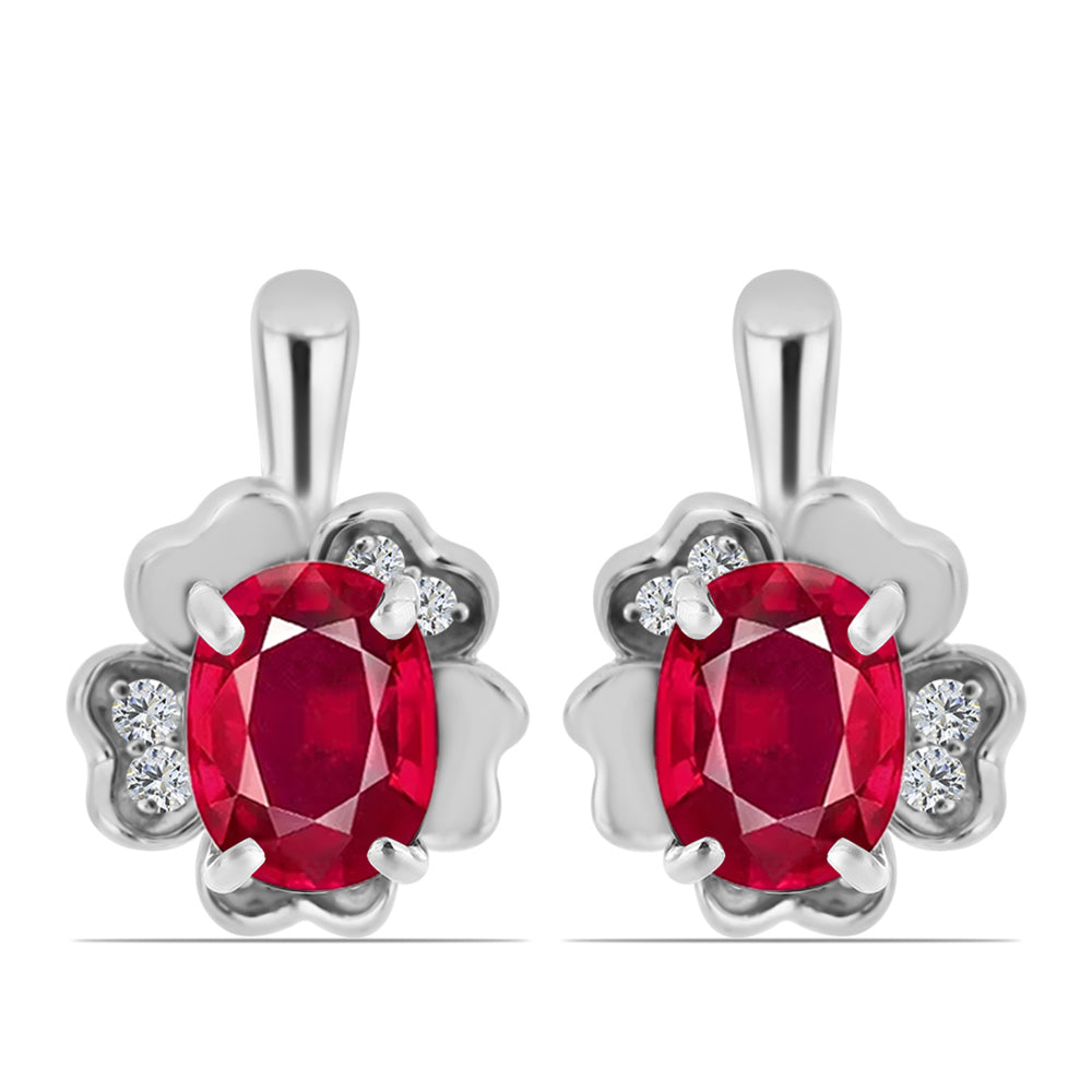 Pendientes de Plata con Rubí de Madagascar y Topacio Blanco 1 