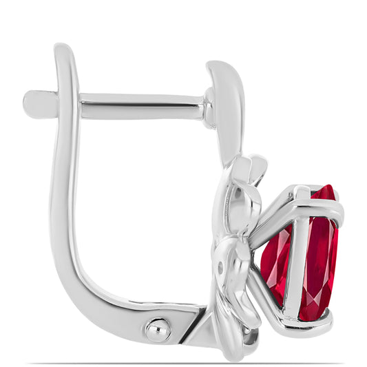 Pendientes de Plata con Rubí de Madagascar y Topacio Blanco