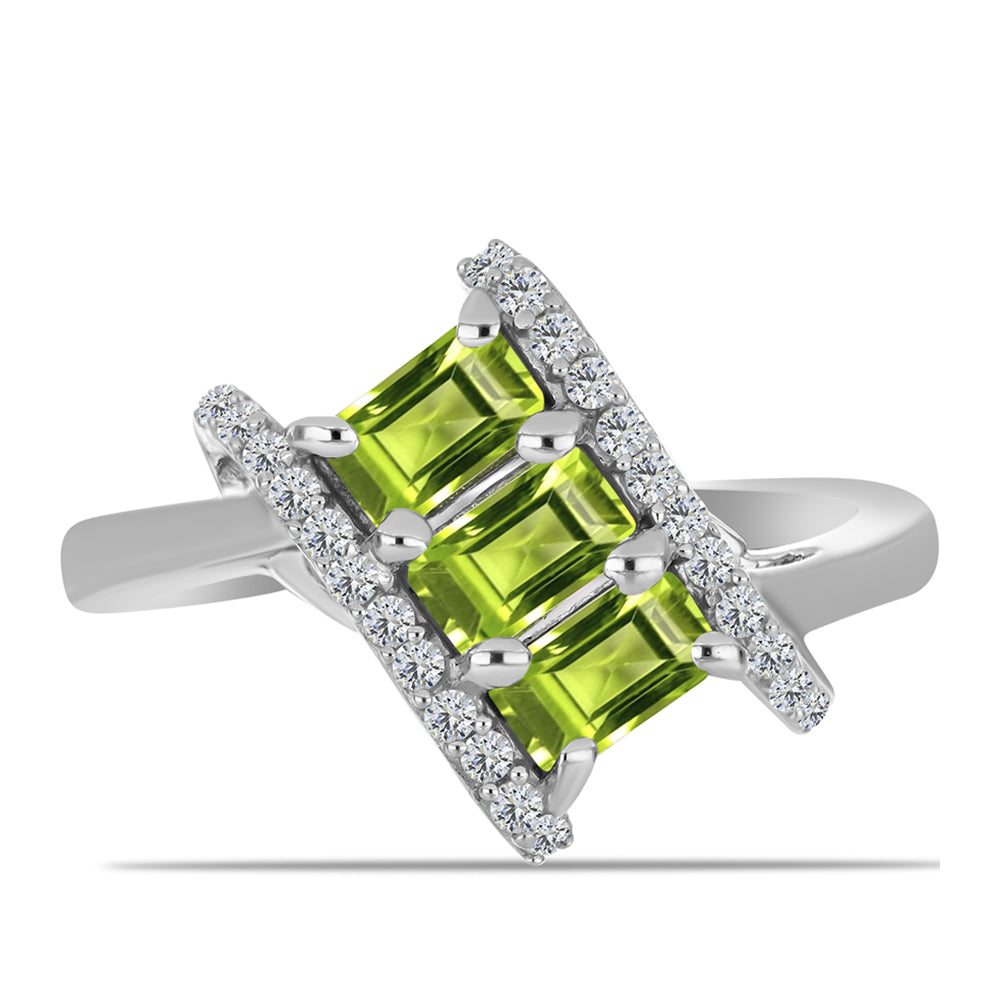 Anillo de Plata con Peridoto de Changbai y Topacio Blanco 1 