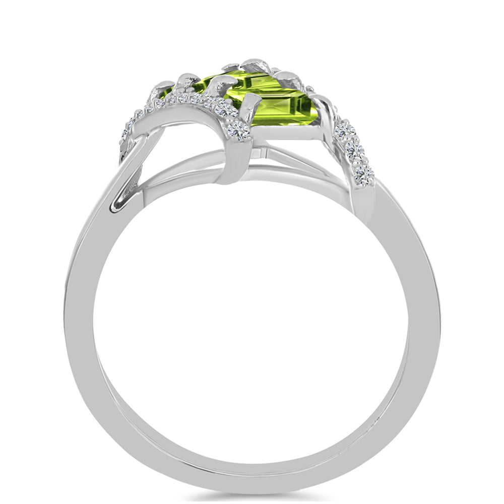 Anillo de Plata con Peridoto de Changbai y Topacio Blanco 2 