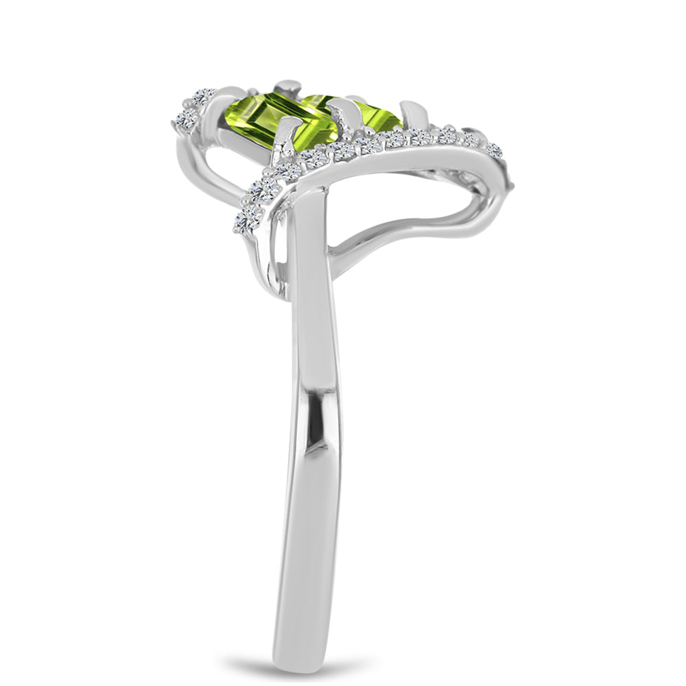 Anillo de Plata con Peridoto de Changbai y Topacio Blanco 4 
