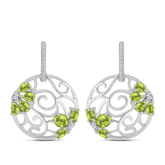 Pendientes de Plata con Peridoto de Changbai y Topacio Blanco