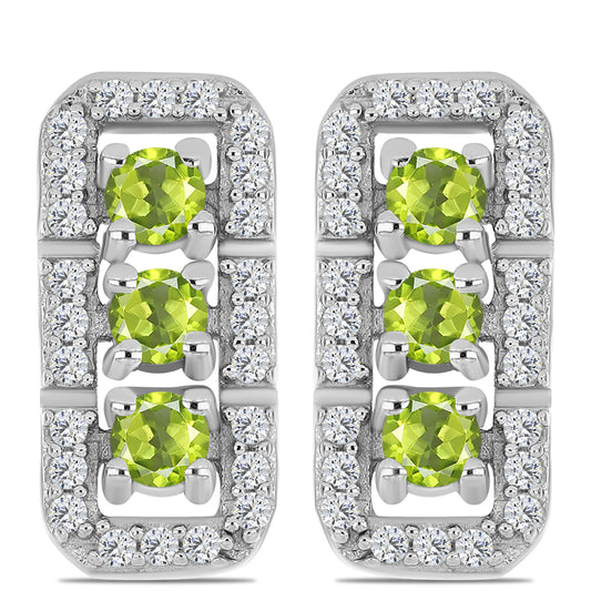Pendientes de Plata con Peridoto de Changbai y Topacio Blanco