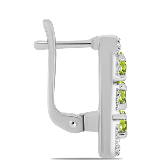 Pendientes de Plata con Peridoto de Changbai y Topacio Blanco