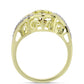 Anillo de Plata Bañada en Oro con Diamante azul danzante y Topacio Blanco