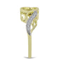 Anillo de Plata Bañada en Oro con Diamante azul danzante y Topacio Blanco