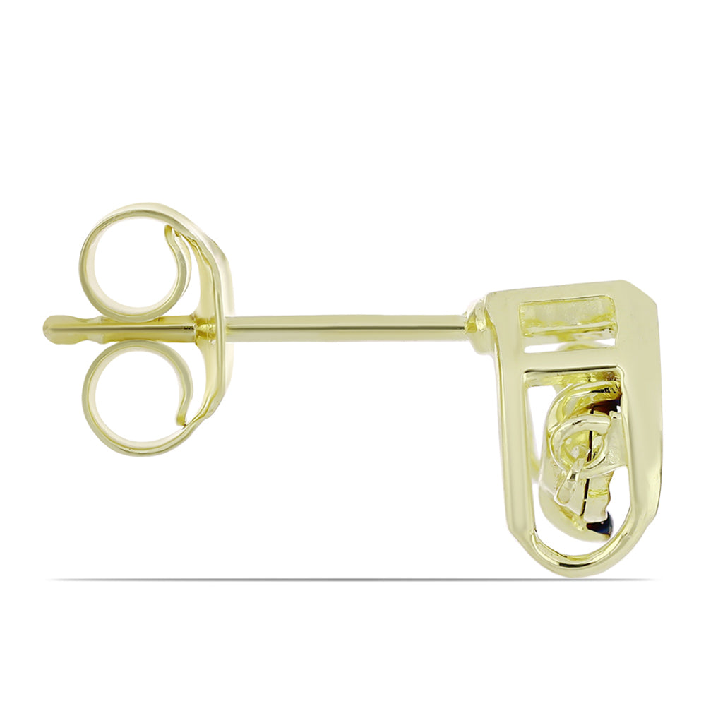 Pendientes de Plata Bañada en Oro con Diamante azul danzante