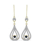 Pendientes de Plata Bañada en Oro con Diamante azul danzante y Topacio Blanco