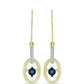 Pendientes de Plata Bañada en Oro con Diamante azul danzante y Topacio Blanco