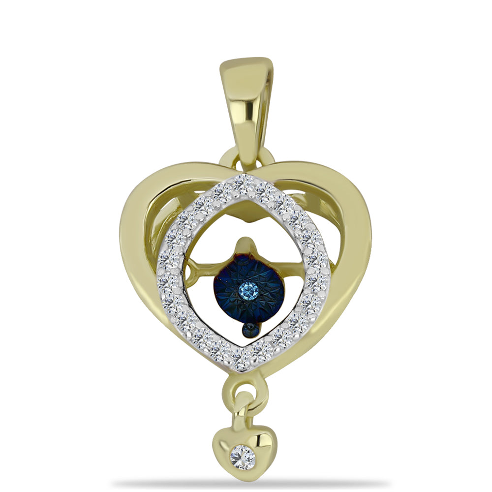 Colgante de Plata Bañada en Oro con Diamante azul danzante y Topacio Blanco