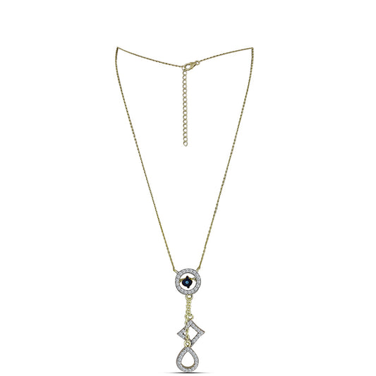 Collar de Plata Bañada en Oro con Diamante azul danzante y Topacio Blanco