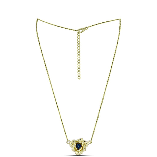 Collar de Plata Bañada en Oro con Diamante azul danzante