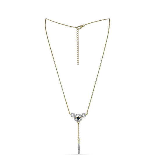 Collar de Plata Bañada en Oro con Diamante azul danzante y Topacio Blanco