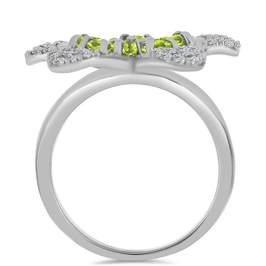 Anillo de Plata con Peridoto de Changbai y Topacio Blanco