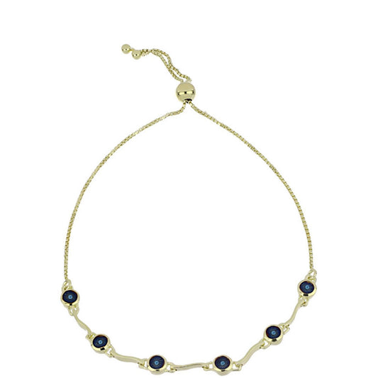 Pulsera de Plata Bañada en Oro con Diamante azul danzante