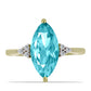 Anillo de Plata Bañada en Oro con Cuarzo Paraiba y Topacio Blanco