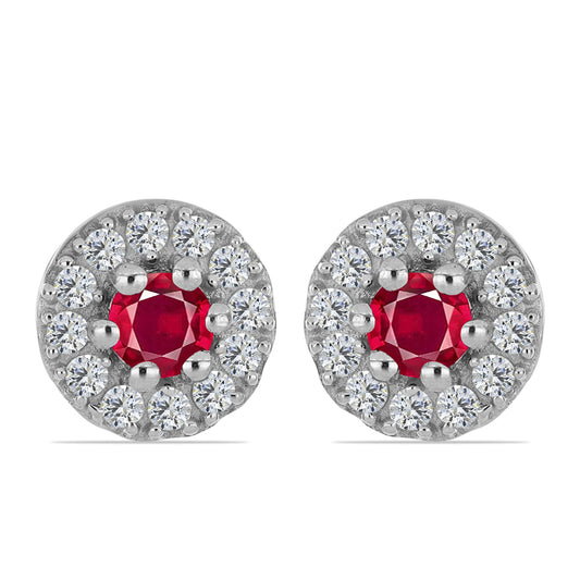 Conjunto de Plata con Rubí de Madagascar y Topacio Blanco ( Pendientes +Anillo )