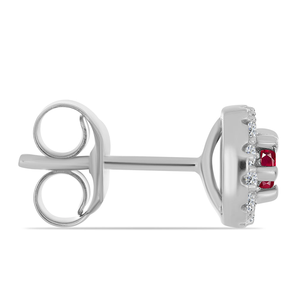 Conjunto de Plata con Rubí de Madagascar y Topacio Blanco ( Pendientes +Anillo ) 4 